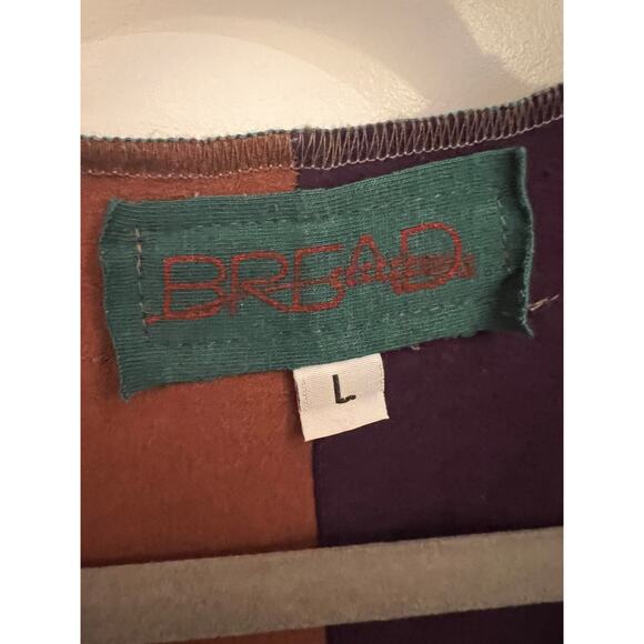 Bread Button Front Cotton Stretch L Asymmetrical 3/4 Sleeve Blouse Top Earthy - Picture 3 of 9